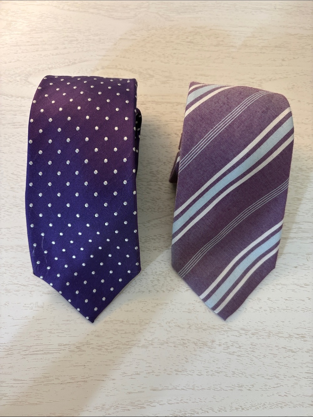 Vince Camuto Purple Polka Dot and Striped Tie Duo